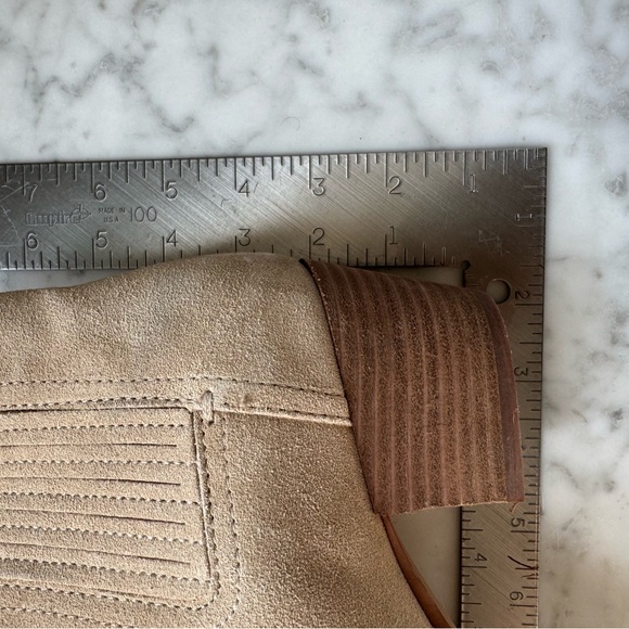 MADEWELL Tan Suede Western Ankle Boots Sz8, Stacked Heel, Classic Khaki Booties - Picture 6 of 10